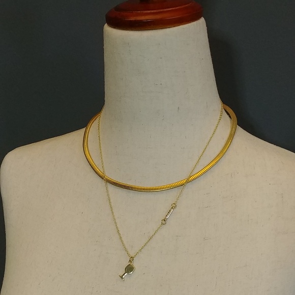 2 Gold Toned Costume Jewelry Necklaces Wine Glass - Picture 2 of 3